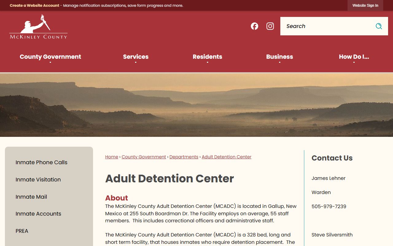 McKinley County inmate population Adult Detention Center overview