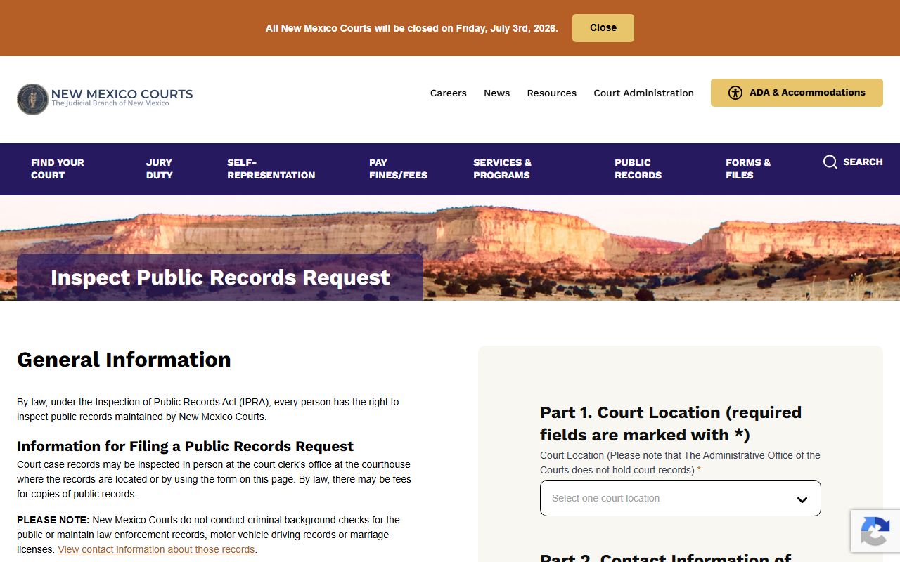 McKinley County court records after arrest request through NM Courts IPRA